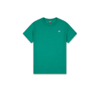 A bright green short-sleeve crewneck t-shirt with a small white 'SH' logo on the left chest, displayed flat against a solid white background.
