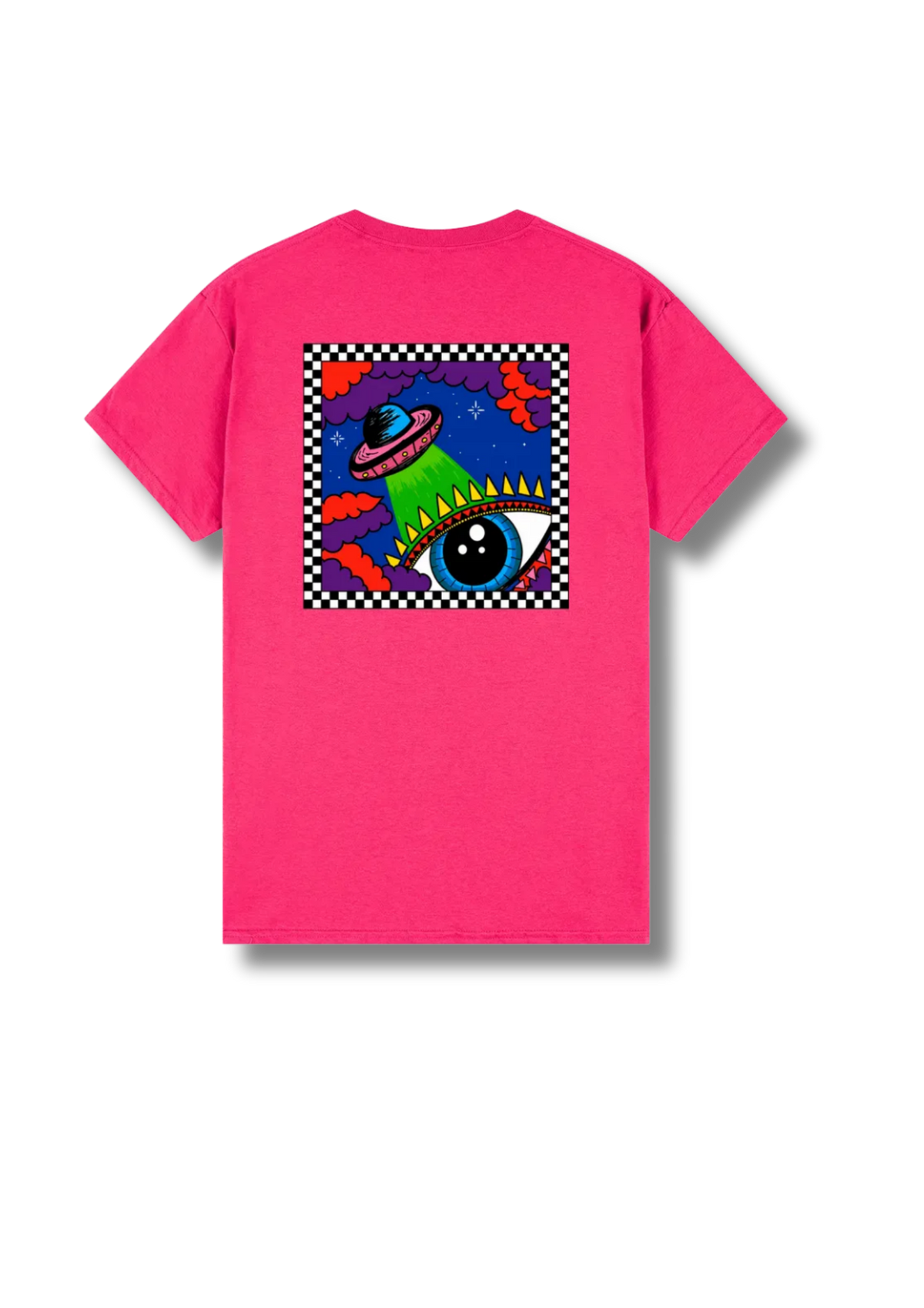 Adult graphic tee featuring the Out Of This World space-themed artwork with colourful planets, stars and cosmic illustrations.