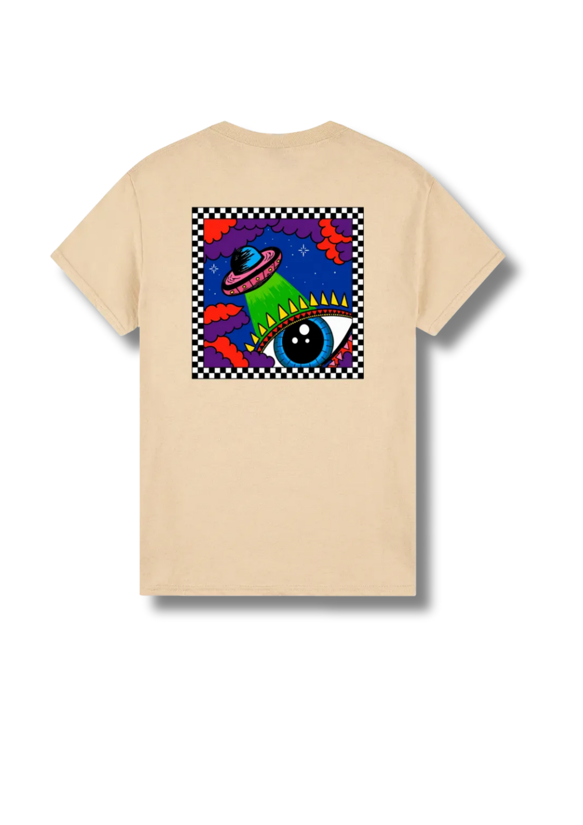 Adult graphic tee featuring the Out Of This World space-themed artwork with colourful planets, stars and cosmic illustrations.