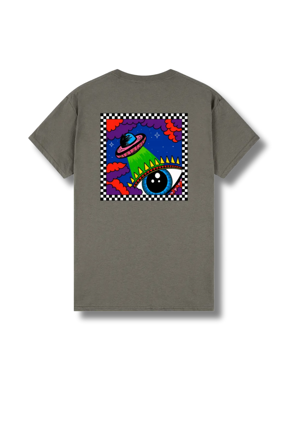 Adult graphic tee featuring the Out Of This World space-themed artwork with colourful planets, stars and cosmic illustrations.
