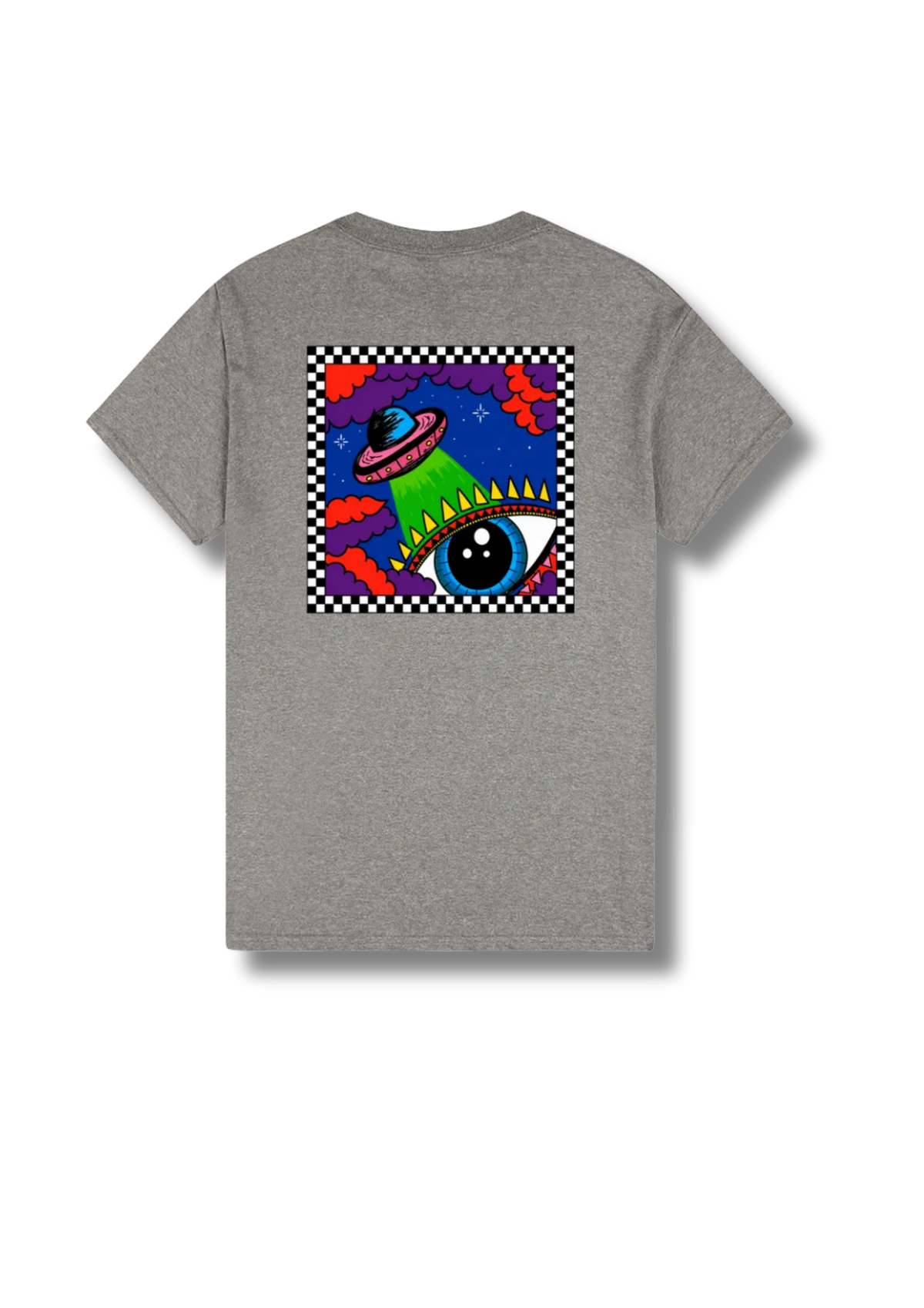 Adult graphic tee featuring the Out Of This World space-themed artwork with colourful planets, stars and cosmic illustrations.