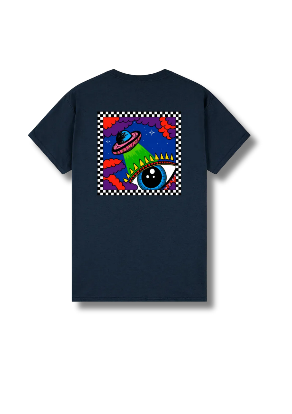 Adult graphic tee featuring the Out Of This World space-themed artwork with colourful planets, stars and cosmic illustrations.