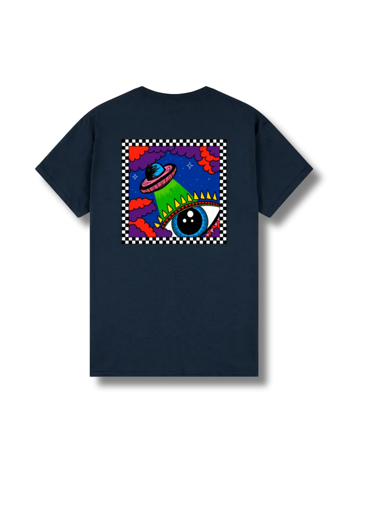 Adult graphic tee featuring the Out Of This World space-themed artwork with colourful planets, stars and cosmic illustrations.
