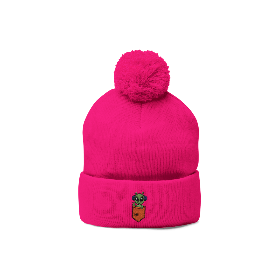 Sensory Aliens Pom-Pom Embroidered Beanie
