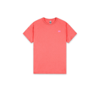 A coral pink crewneck t-shirt with a small pink 'SH' logo on the left chest, displayed flat against a solid white background.